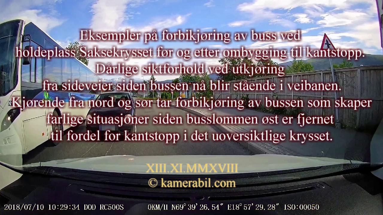 Eksempler på forbikjøring av buss ved busstoppet ved barnehagen